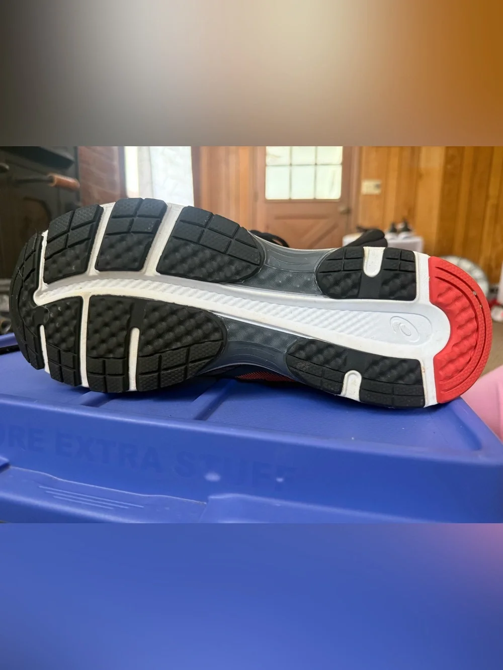 Asics Black and White Shoe Interior Size Label